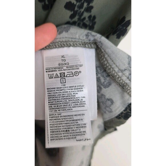 GAP Women Olive Green Floral Blouse XL / Rayon Top – Casual Vintage Style - Picture 10 of 16